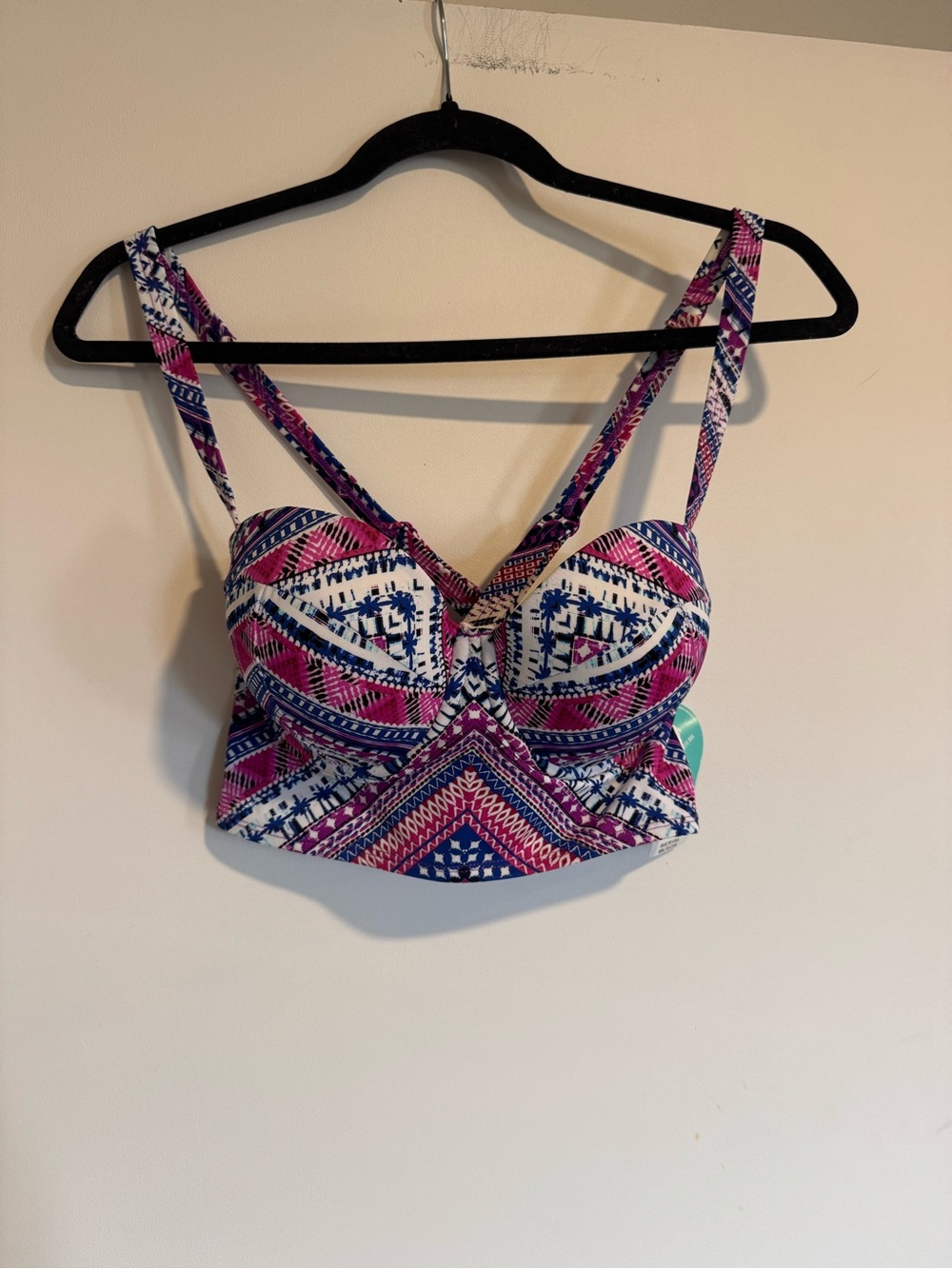 NWT Torrid Blue Pink Chevron Bikini Set Strappy Size 00